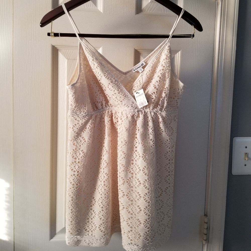 Express Cream Crochet Cami Top